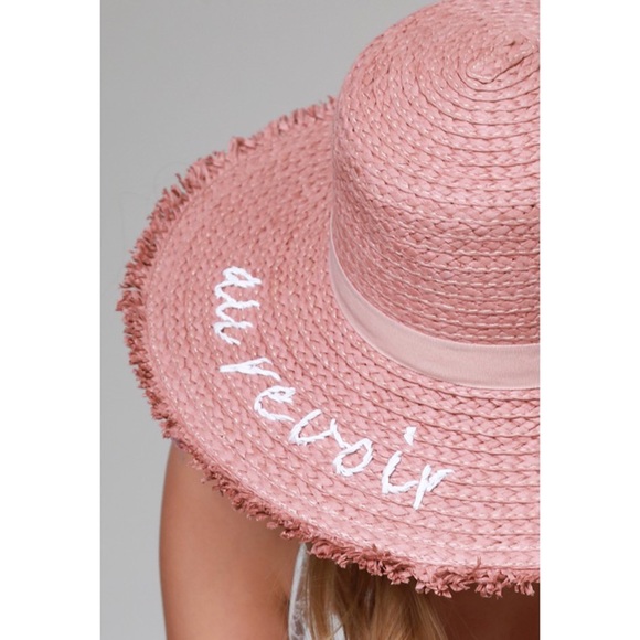 ✨HP✨ ‘Au Revoir’ Straw Hat w/ Ribbon Accent - Picture 7 of 8